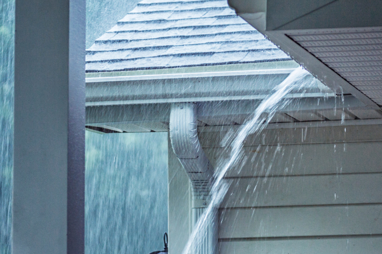 Rain falling off a roof
